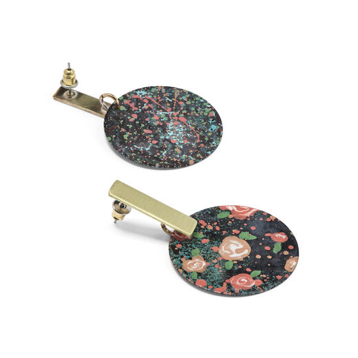 Flowers black brass earrings by Sibilia